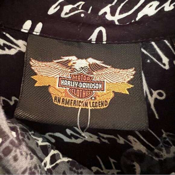 Women's Large Harley Davidson Button Front Shirt Top Motorcycles Moto Autograph - Picture 3 of 7